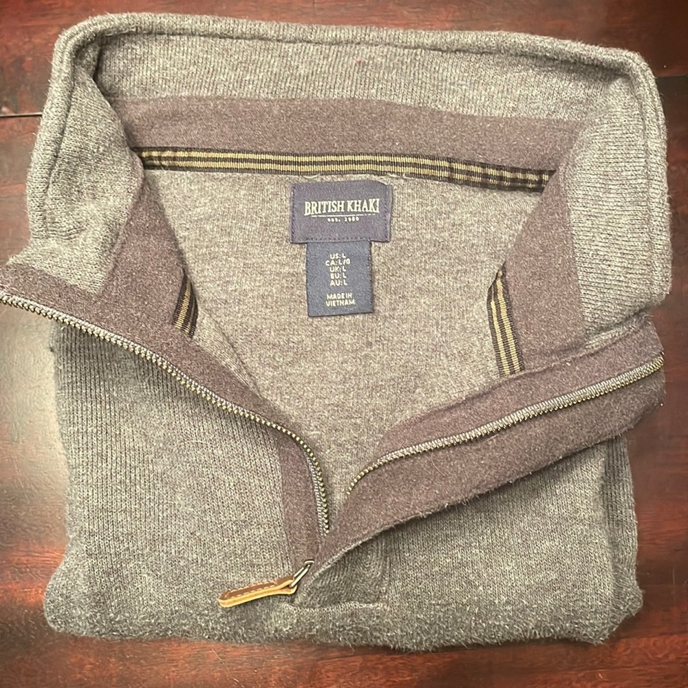 British Khaki Dark Grey quarter zip